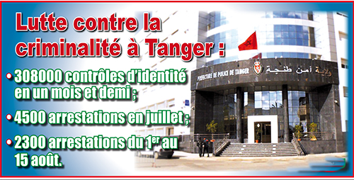 Lutte contre la criminalité à Tanger: 308000 contrôles d’identité en un mois et demi ; 4500 arrestations en juillet ; 2300 arrestations du 1er au 15 août.
