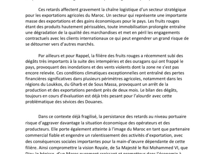 Fruits rouges marocains bloqués à Tanger Med