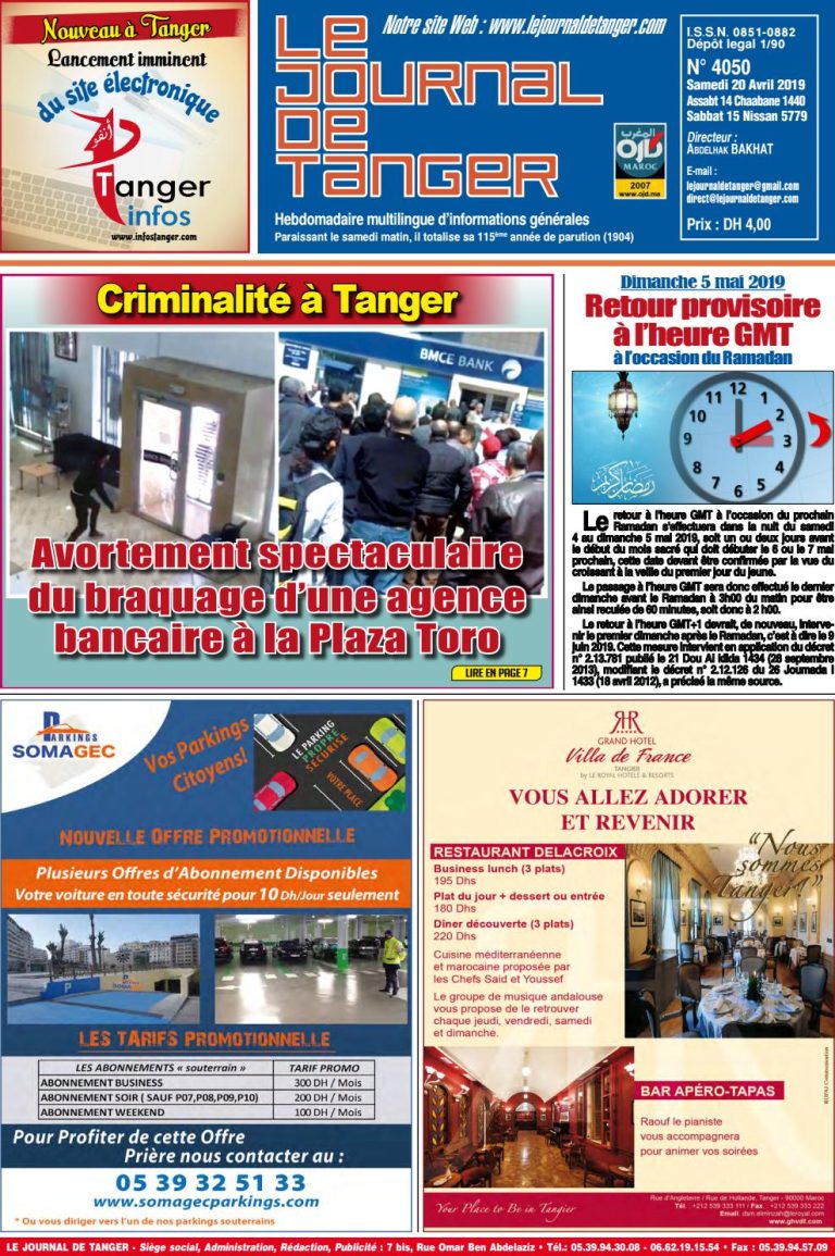 JDT 20 Avril 2019